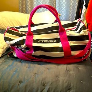 Black Striped Weekender Bag